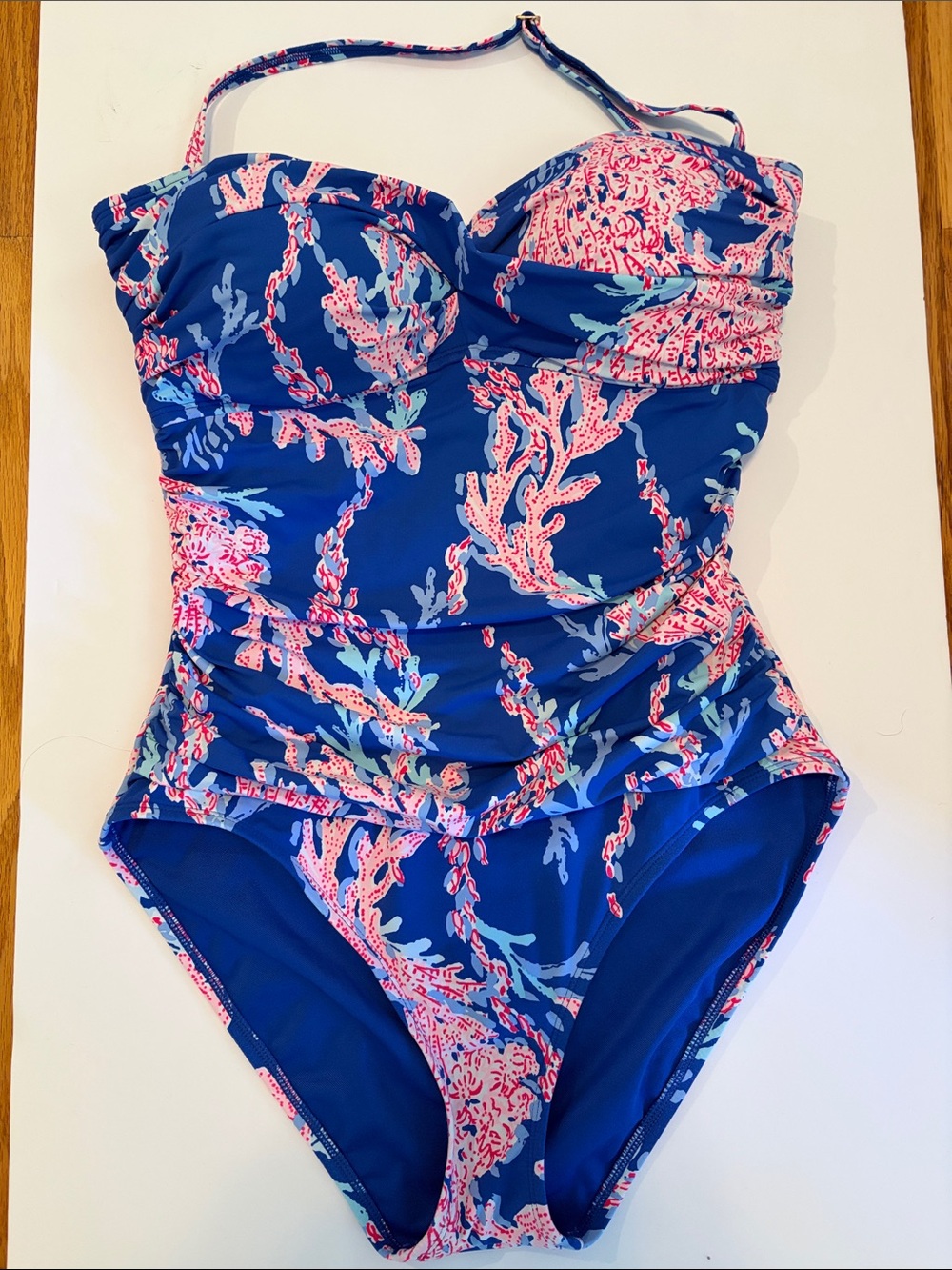 Lilly Pulitzer Flamenco One-Piece Swimsuit in a "Borealis Blue Swim On Over" - Picture 2 of 7